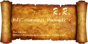Rózsahegyi Radomér névjegykártya